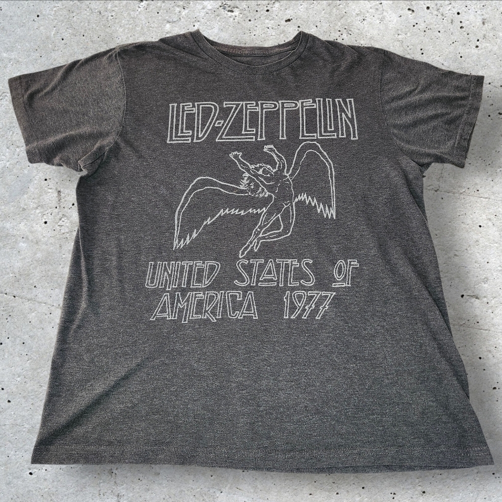 LED ZEPPELIN United States Of America 1977 Grey Tee - Large